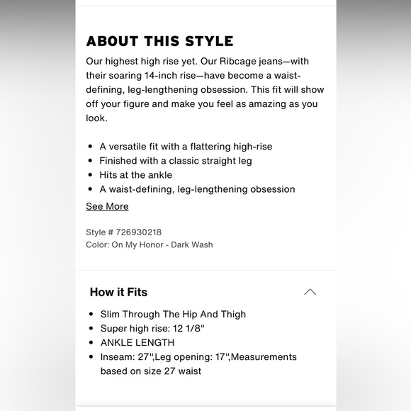 NWT Levi's® Premium RIBCAGE STRAIGHT ANKLE WOMEN'S JEANS 28x29 - Picture 5 of 9